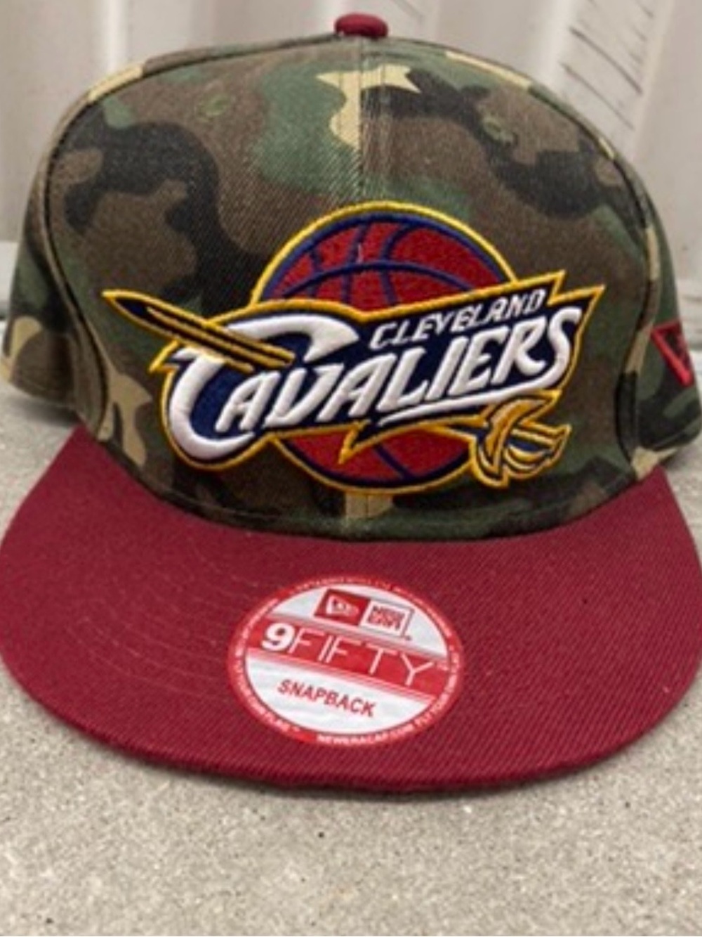 New Era Cleveland Cavaliers Camo Hat with Maroon Bill
